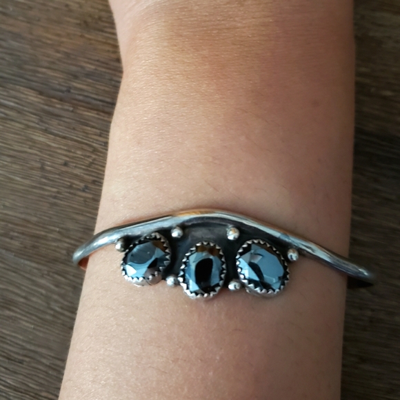 Vintage Sterling Silver Hematite Bracelet